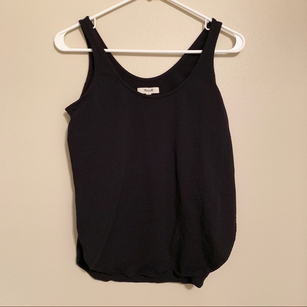 Madewell singlet side slit tank top black